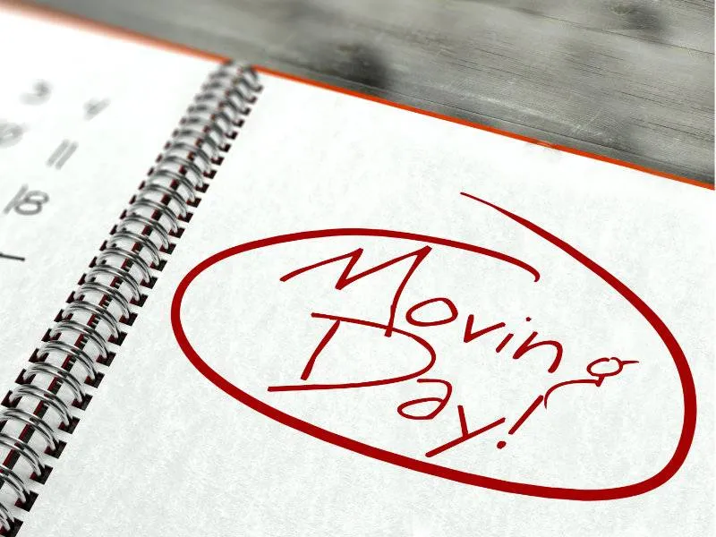 Moving Day Circled on blank page of a calendar